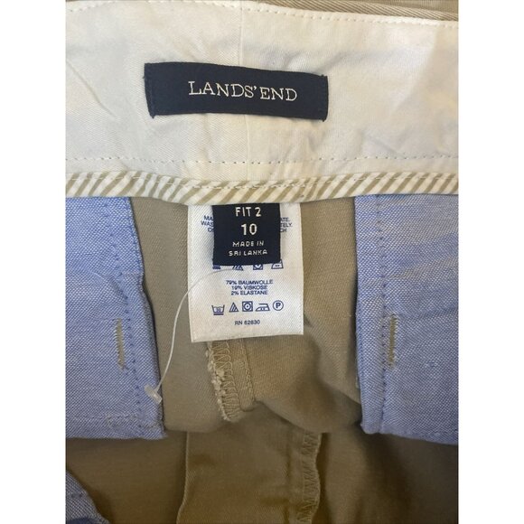 Lands End Shorts Women 10 Tan 7" Inseam Cotton Classic Pockets Chino Fit 2 - Picture 5 of 6